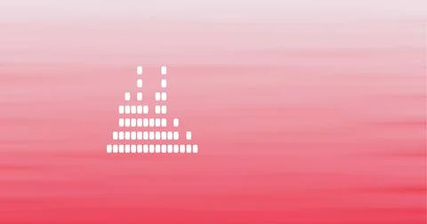 Composition of white sound frequency level meter blocks on pink gradient Illustrazione stock