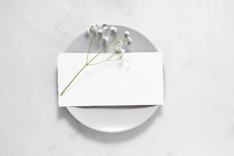 Composition of white table elements Stock Photos