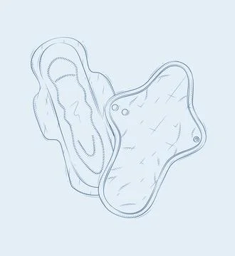 Composition of women regular and reusable sanitary pads blue Stock Illustration