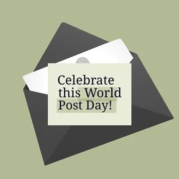 Composition of world post day text over envelope Stock Photos