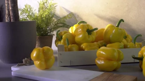 A composition of yellow bell pepper Stock Footage 132602968