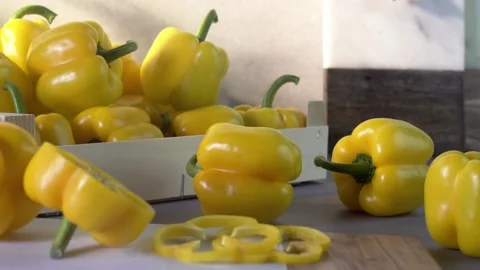 A composition of yellow bell pepper Stock Footage 132603038