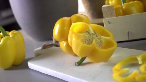 A composition of yellow bell pepper Stock Footage 132603209