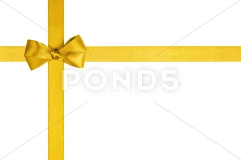 Composition with yellow ribbons and a simple bow Stock Photos
