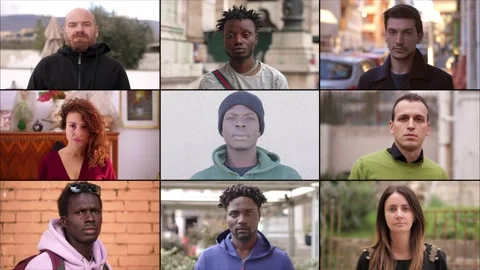 Composition of young people portraits while looking at camera Stock-Footage 219413737