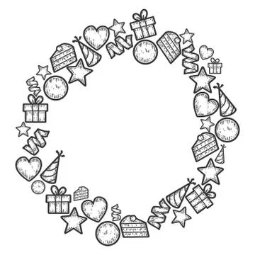 Composition for your design. Holiday objects, signs and symbols. Stock Illustration