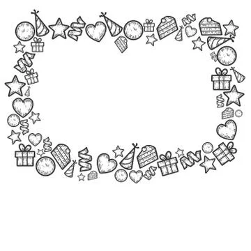 Composition for your design. Holiday objects, signs and symbols. Stock Illustration