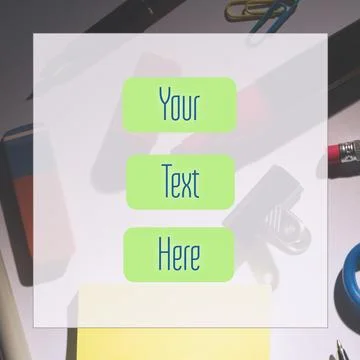 Composition of your text here over stationery items Stock Photos
