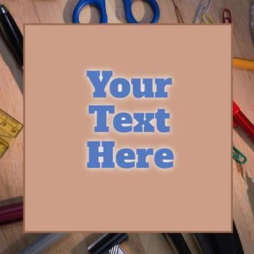 Composition of your text here over stationery items Stock Photos