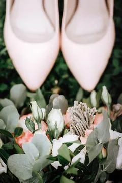 Compositions of wedding decor before the wedding Stock Photos
