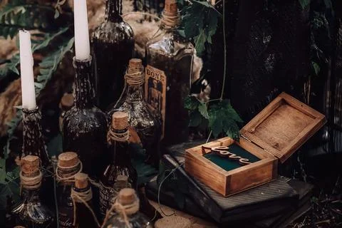 Compositions of wedding decor before the wedding Stock Photos