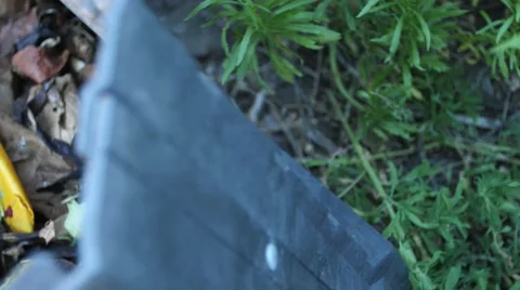 Compost from above with bin in shot Video stock 54527040