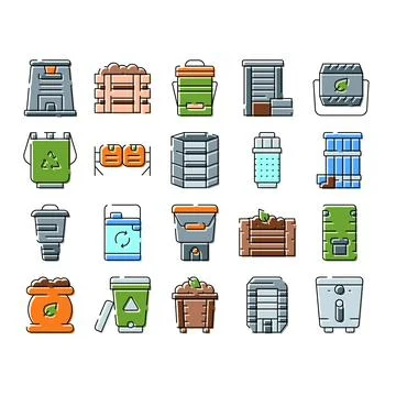 Compost bin collection improving organic waste recycling Stock Illustration