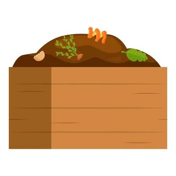 Compost bin holding various organic materials, promoting sustainable gardenin Stock Illustration
