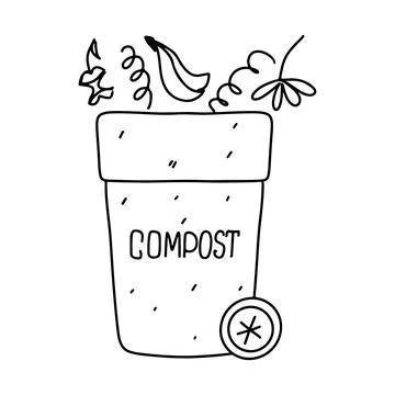 Compost bin icon. Hand drawn doodle style. Vector illustration isolated on wh Stock Illustration