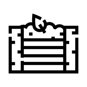 Compost bin line art icon for gardening Stock Illustration