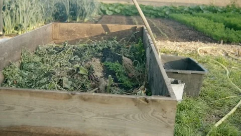 Compost bin in organic garden Stock Footage 114766003