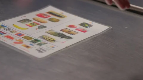 Compost food list on silver table Stock-Footage 100824212