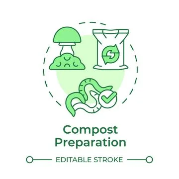 Compost preparation soft green concept icon Stock Illustration