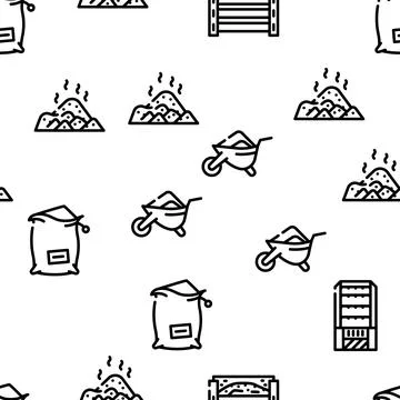 Compost Production Vector Seamless Pattern Stock Illustration