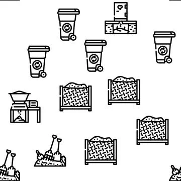 Compost Production Vector Seamless Pattern Stock Illustration