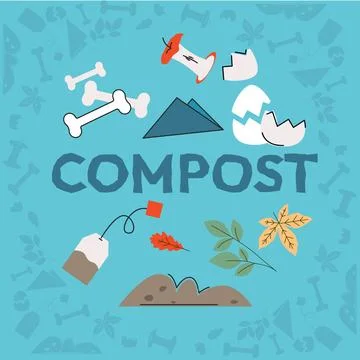 Compost products that are suitable for compost. Composting food waste. Vector Stock Illustration