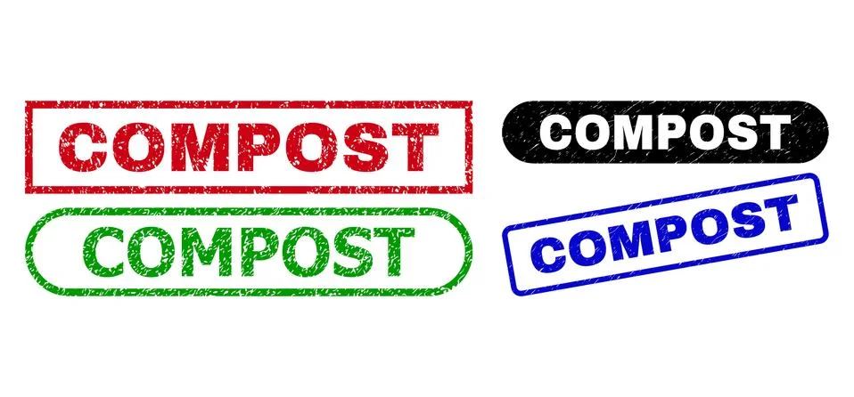 COMPOST Rectangle Stamp Seals Using Scratched Style Stock Illustration