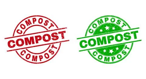 COMPOST Round Stamps with Distress Surface Stock Illustration