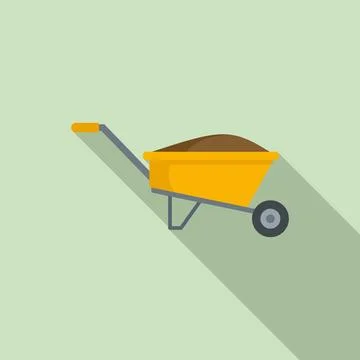 Compost wheelbarrow icon, flat style Illustration