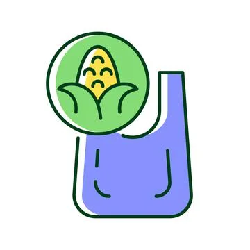 Compostable bag made from corn RGB color icon Stock Illustration
