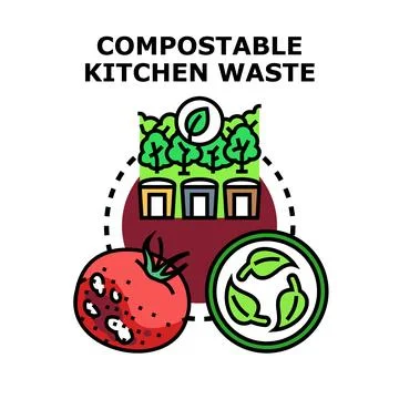 Compostable kitchen waste recycling and organic farming Ilustración de archivo