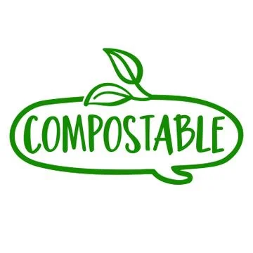 Compostable - logo in speech bubble Stock Illustration