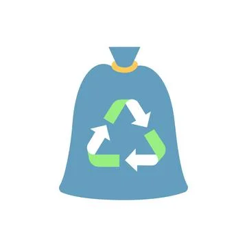Compostable trash bag vector flat color icon Stock Illustration