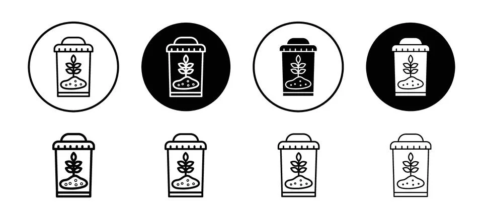 Composter vector icon set collection. Composter Outline flat Icon. Stock Illustration