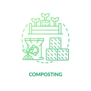 Composting green gradient concept icon Stock Illustration