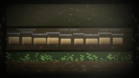 Composting Lifecycle Loop - Biodegradable Packaging Soil Growth Backdrop Stock Footage 341870995