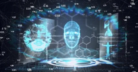 Compostion of network of connections over virtual screen with medical icons Illustrazione stock