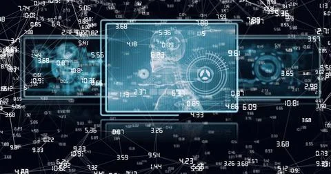 Compostion of network of connections over virtual screen with medical icons Illustrazione stock