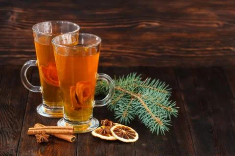 Compote of dried fruits with ingridients on rustic wooden background Foto stock