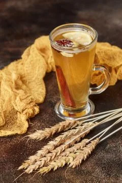 Compote with lemon and cinnamon on rustic wooden background Stock Photos