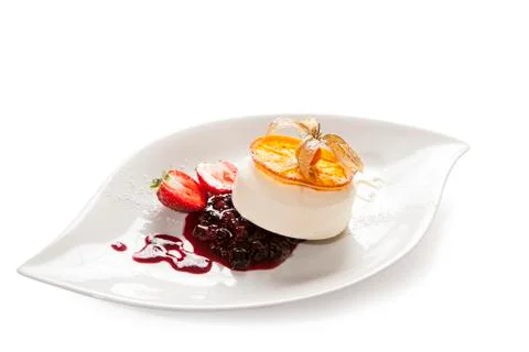 Compote with vanilla ice cream Stock Photos