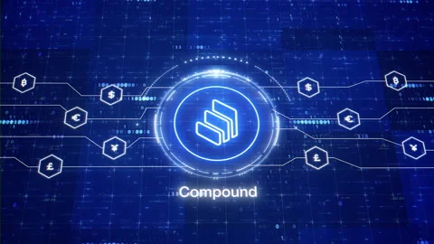 Compound animated logo. Cryptocurrency logo. COMP animation intro Stock Footage 201955940