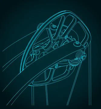 Compound bow cam close-up drawing Stock Illustration