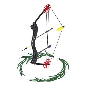 Compound bow icon isometric vector. Modern compound bow and winner branch icon Illustrazione stock