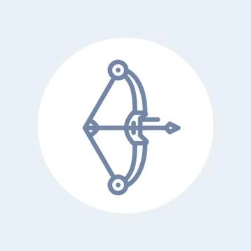 Compound bow line icon isolated on white Stock Illustration