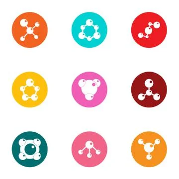Compound icons set, flat style Ilustração Stock