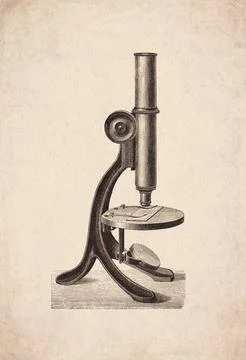 Compound Microscope Scientific Instrument Engraving Stock Illustration