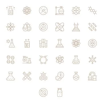 Compound Modern Vector Collection with 32 Thin Line Retina Ready Editable Ico Stock Illustration