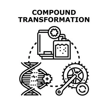 Compound transformation process connecting data and biology イラスト素材