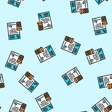 Compounding medications pharmacist vector seamless pattern Stock Illustration